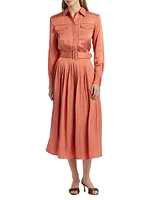 Eliana Satin Twill Belted Shirtdress