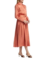 Eliana Satin Twill Belted Shirtdress