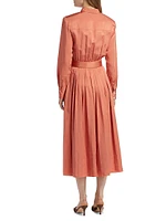 Eliana Satin Twill Belted Shirtdress