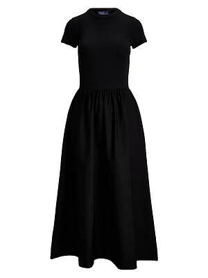 Poplin Crewneck Midi-Dress