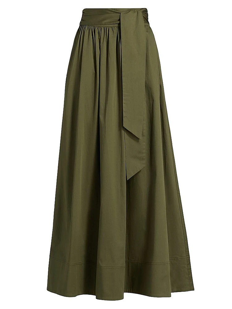 Sabine Stretch-Cotton Tie-Waist Maxi Skirt