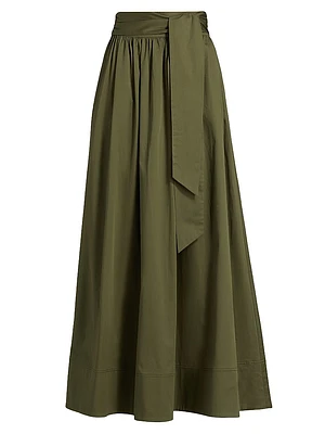 Sabine Stretch-Cotton Tie-Waist Maxi Skirt