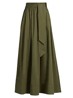 Sabine Stretch-Cotton Tie-Waist Maxi Skirt