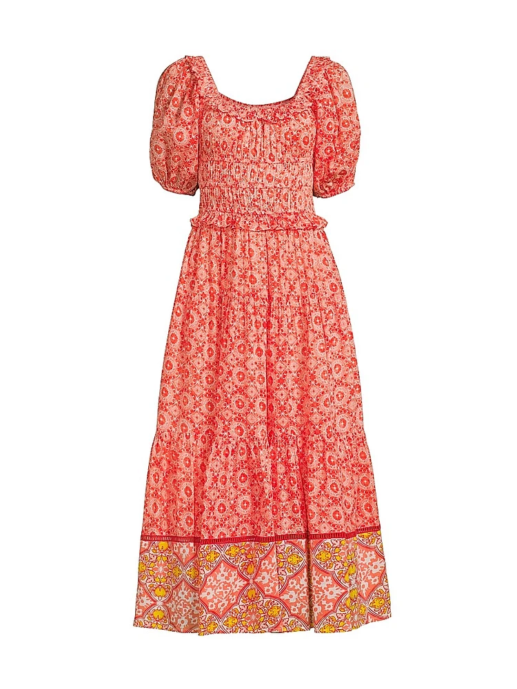 Percy Puff-Sleeve Midi-Dress