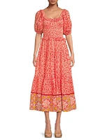 Percy Puff-Sleeve Midi-Dress