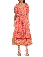 Percy Puff-Sleeve Midi-Dress