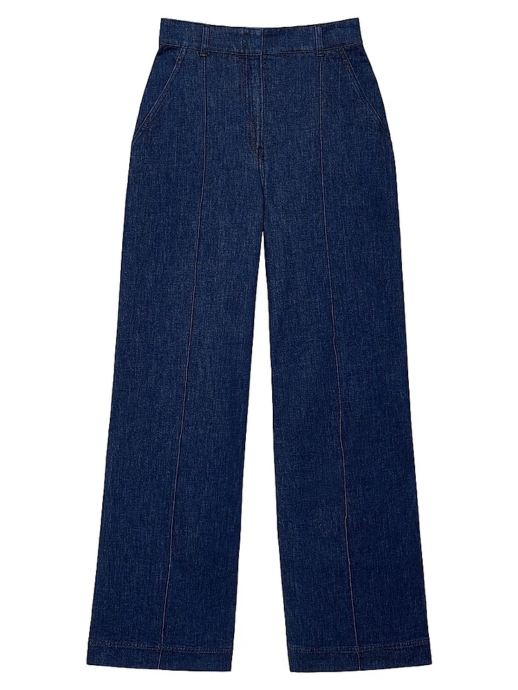 High Waisted Denim Trousers