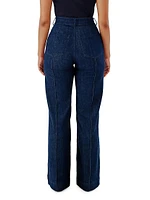 High Waisted Denim Trousers