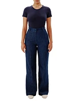 High Waisted Denim Trousers