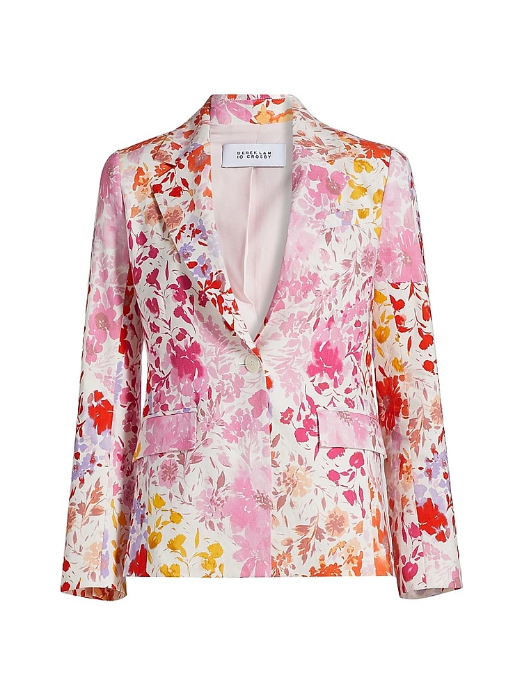 Irina Floral Stretch-Linen Blazer