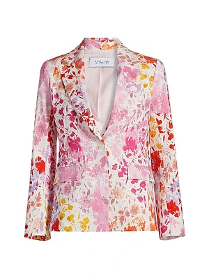 Irina Floral Stretch-Linen Blazer