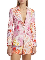 Irina Floral Stretch-Linen Blazer