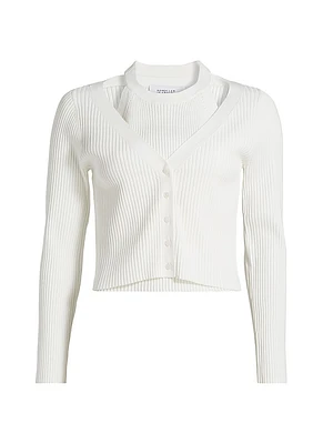 Lonnie Rib-Knit Layered Cardigan