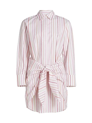 Trish Striped Tie-Front Mini Shirtdress
