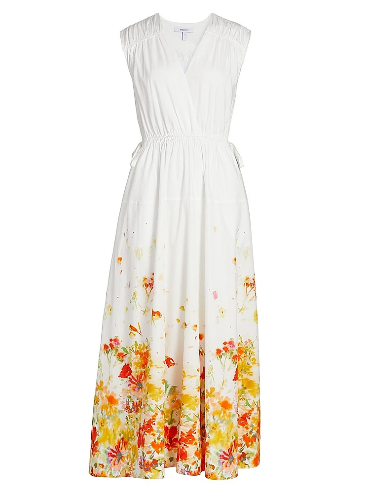 Nara Cotton Poplin Cinched-Waist Maxi Dress