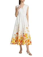 Nara Cotton Poplin Cinched-Waist Maxi Dress