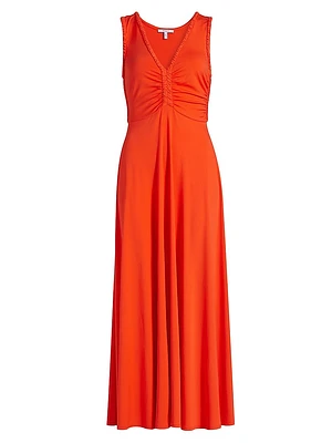 Misha Ruched Jersey Midi-Dress