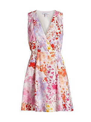 Tia Floral Linen-Blend Minidress