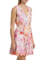 Tia Floral Linen-Blend Minidress