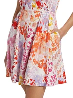 Tia Floral Linen-Blend Minidress