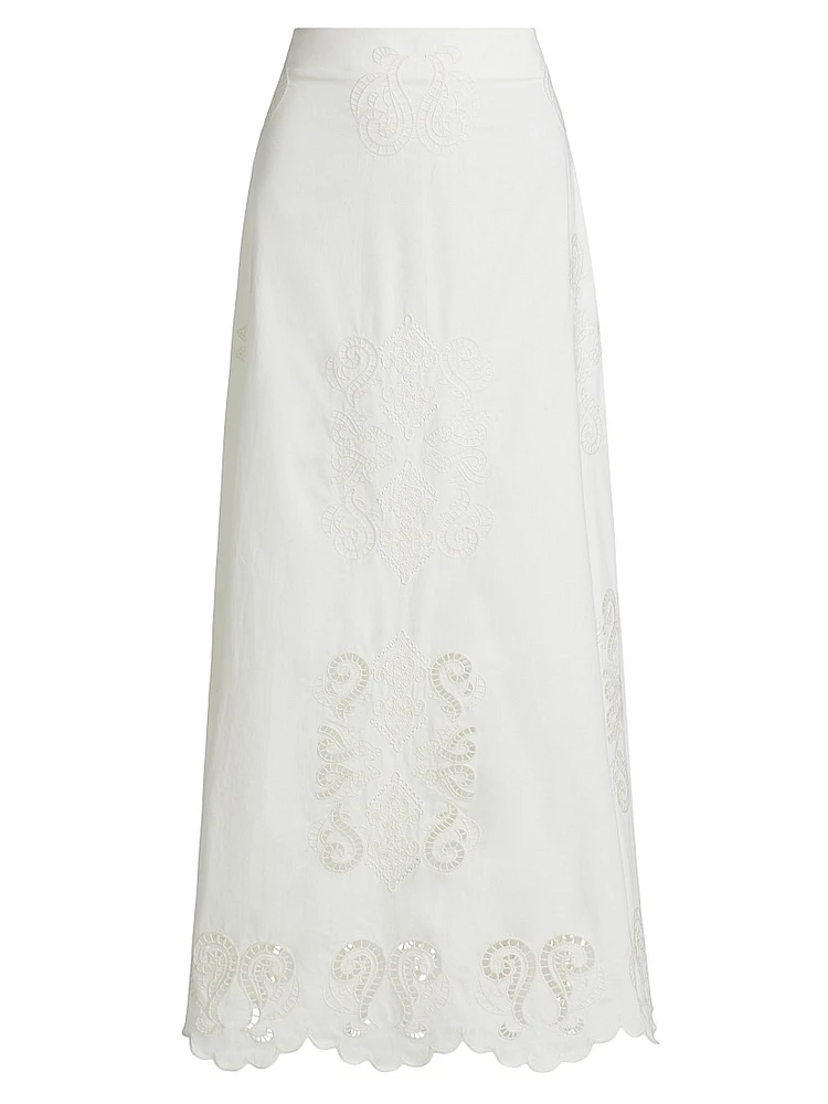 Poppy Embroidered Cotton Maxi Skirt
