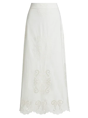Poppy Embroidered Cotton Maxi Skirt
