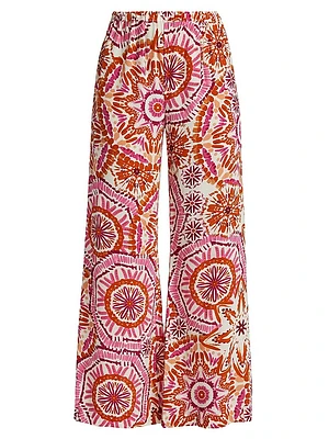 Devon Sunburst Print Wide-Leg Pants