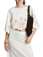 Seline Cotton Cut-Out Crop Top
