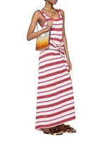 Stripe Cotton-Blend Tie-Waist Maxi-Dress