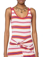 Stripe Cotton-Blend Tie-Waist Maxi-Dress