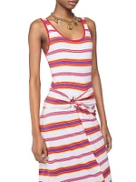 Stripe Cotton-Blend Tie-Waist Maxi-Dress