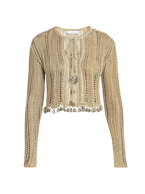 Crochet Slim-Fit Cropped Cardigan