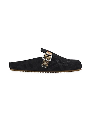 Urchin Check-Trimmed Suede Clogs