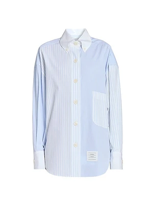 Striped Cotton Poplin Supersized Button-Down Shirt