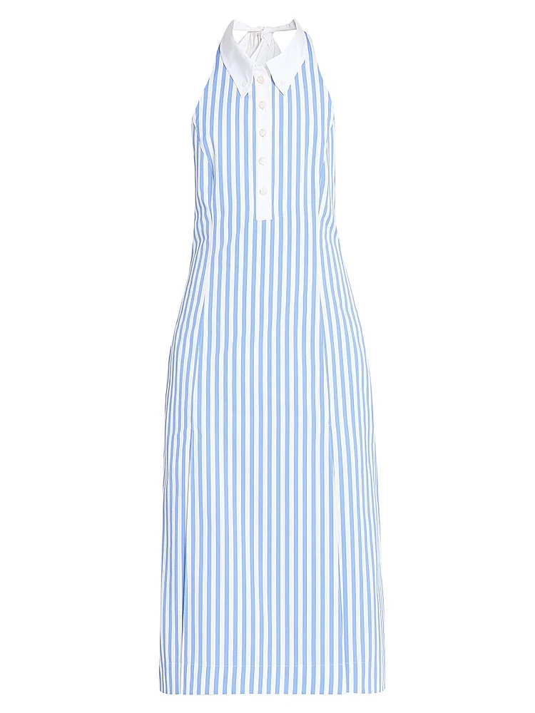 Striped Cotton Poplin Knee-Length Shirtdress