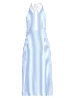 Striped Cotton Poplin Knee-Length Shirtdress