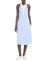 Striped Cotton Poplin Knee-Length Shirtdress