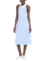 Striped Cotton Poplin Knee-Length Shirtdress