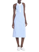 Striped Cotton Poplin Knee-Length Shirtdress