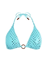 Sequined Halterneck Bikini Top