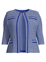 Plus Tailored Honeycomb Tweed Knit Jacket
