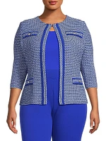 Plus Tailored Honeycomb Tweed Knit Jacket