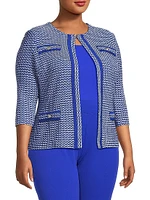 Plus Tailored Honeycomb Tweed Knit Jacket
