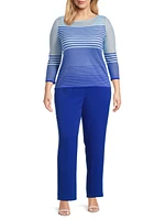 Plus Striped Sheer Boatneck Tunic Top