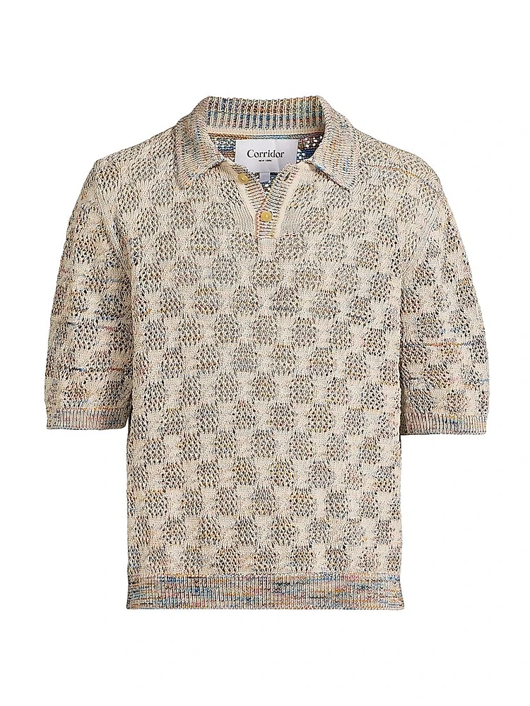 Cable Lace Space-Dyed Polo Sweater