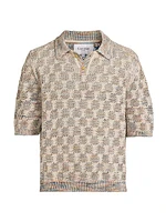 Cable Lace Space-Dyed Polo Sweater