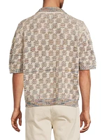 Cable Lace Space-Dyed Polo Sweater