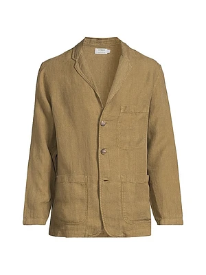 Linen Three-Button Blazer