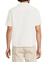 Basket Weave Cotton Camp Shirt