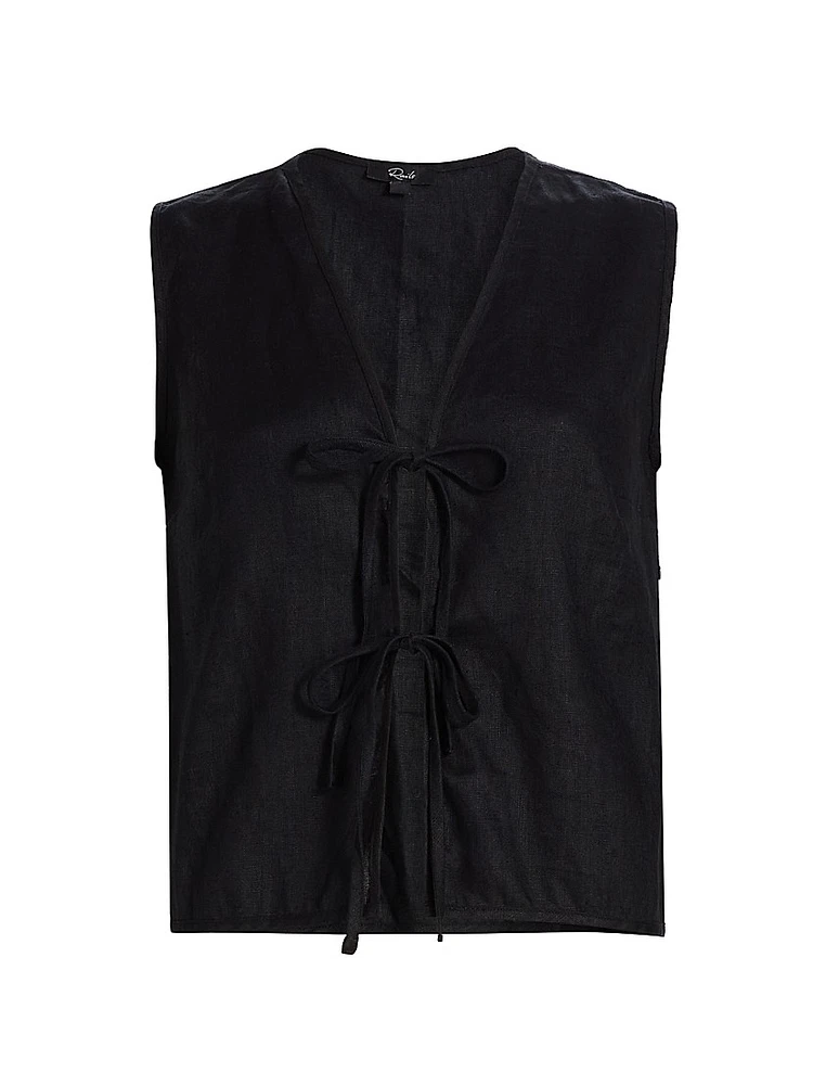 Oregon Linen Tie-Front Tank
